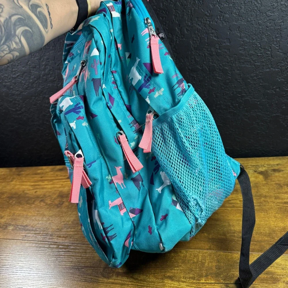 JanSport Big Student Llama Cactus Teal Polyester Backpack Kids OS
